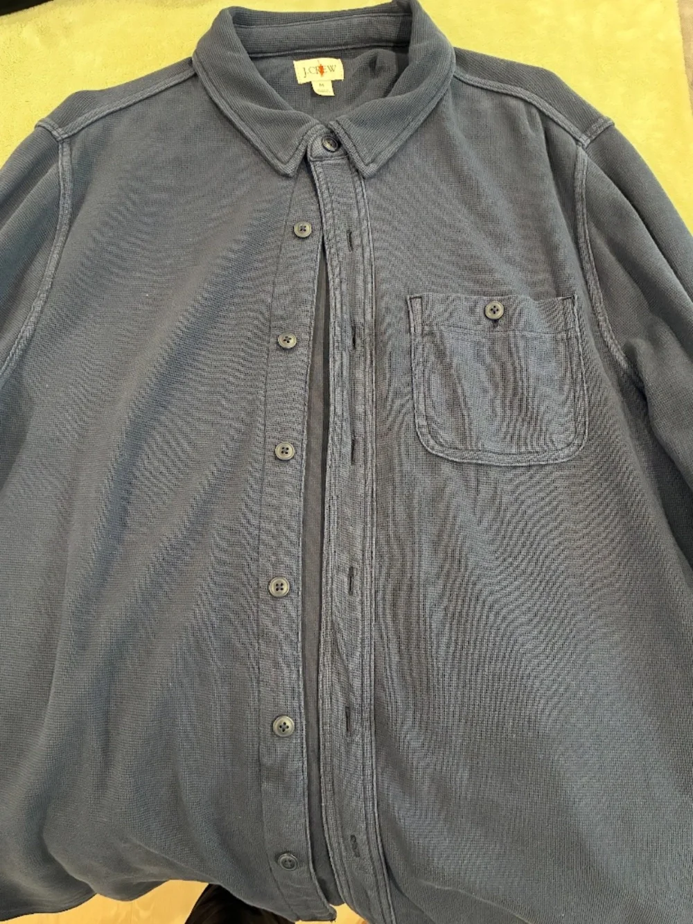 J.Crew Cotton Waffle Shirt Dark Indigo Navy Size Medium